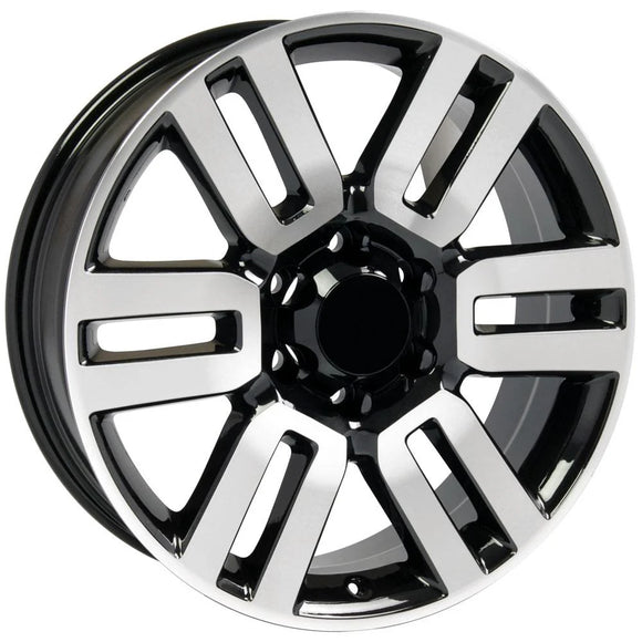 20" Replica Wheel TY10 Fits Toyota 4Runner Rim 20x7 Black Mach'd Wheel