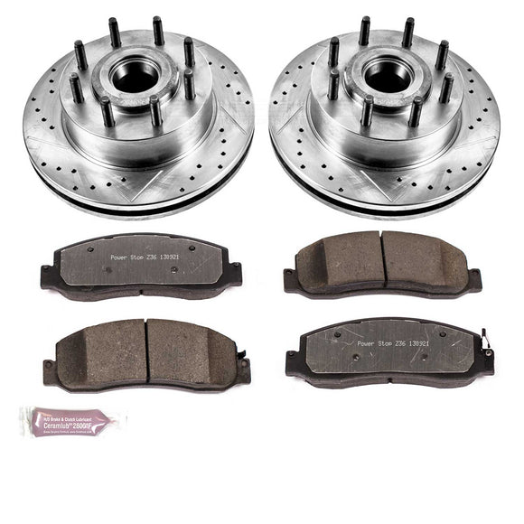 PowerStop Z36 Carbon-Fiber Ceramic Brake Pad with Drilled and Slotted Rotor Kit