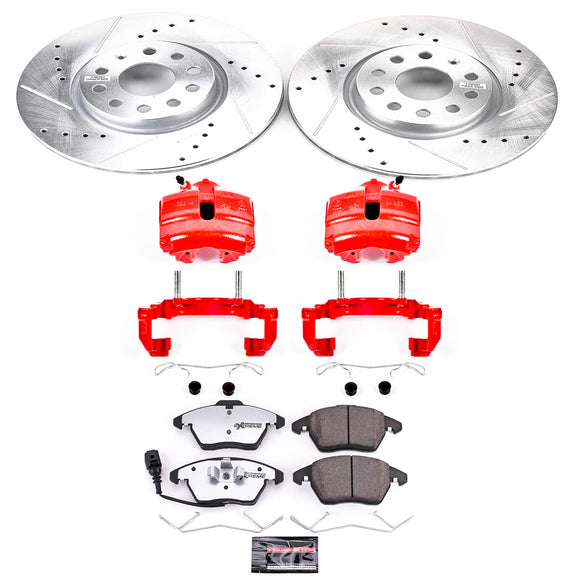 PowerStop Z26 Street Performance Ceramic Brake Pad, Drilled Slotted Rotor, and C