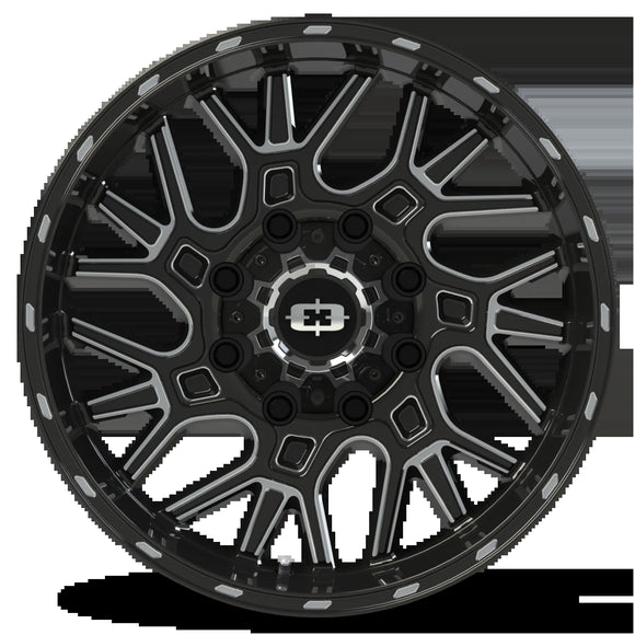 22x10 Vision 404 Brawl Gloss Black Milled Spoke Wheel 8x180 ET-19 CB124.2