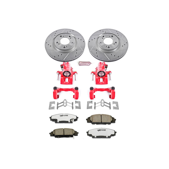 PowerStop Z26 Street Performance Ceramic Brake Pad, Drilled Slotted Rotor, and C