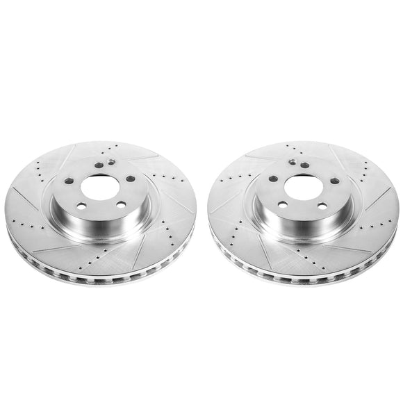 PowerStop Evolution Drilled Slotted Rotors Pair Front For Mercedes-Benz CL550
