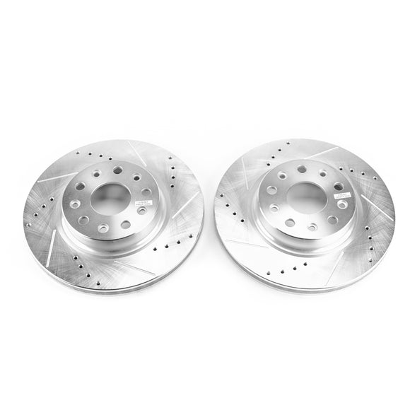 PowerStop Evolution Drilled Slotted Rotors Pair Front For Jeep Wrangler