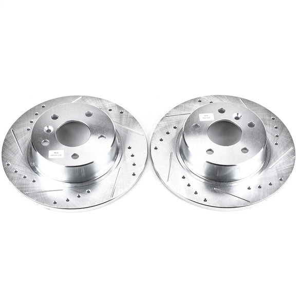 PowerStop Evolution Drilled Slotted Rotors Pair Rear For LRover Range Rover