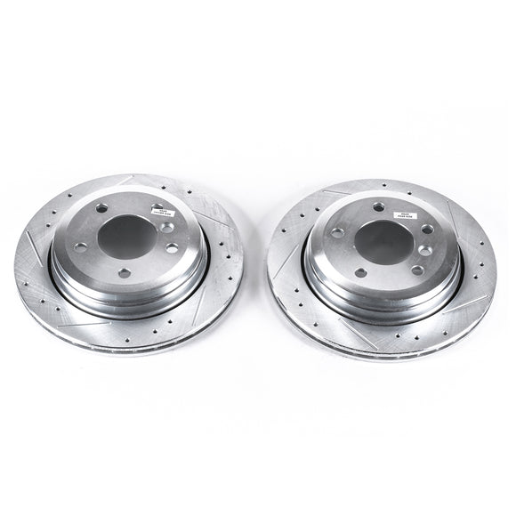 PowerStop Evolution Drilled Slotted Rotors Pair Rear For BMW 325xi