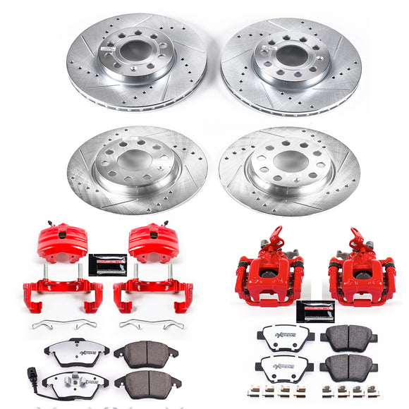 PowerStop Z26 Street Performance Ceramic Brake Pad, Drilled Slotted Rotor, and C
