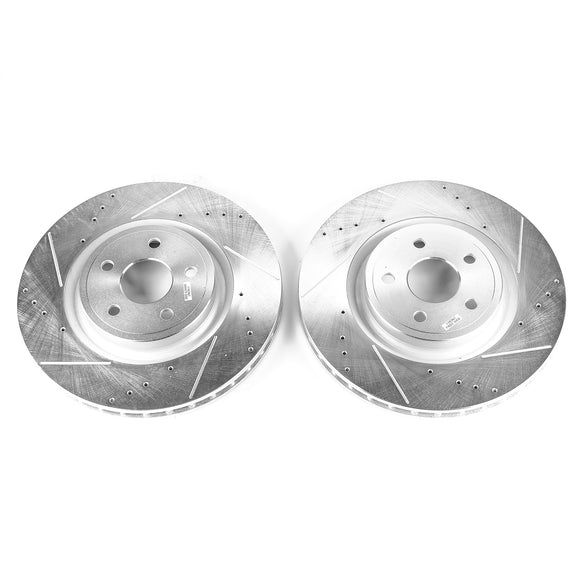 PowerStop Evolution Drilled Slotted Rotors Pair Front For Jeep GrCherokee