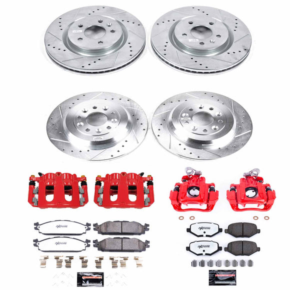 PowerStop Z36 Truck and SUV Ceramic Brake Pad, Drilled & Slotted Rotor, and Cali