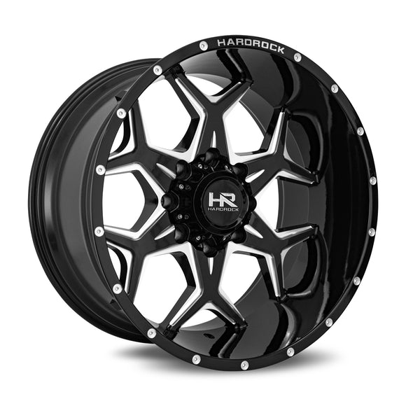 20x12 Hardrock Reckless Xposed Gloss Black Milled 6x139.7 ET-44 wheel/rim