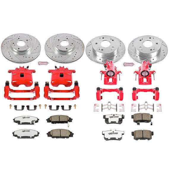 PowerStop Z26 Street Performance Ceramic Brake Pad, Drilled Slotted Rotor, and C