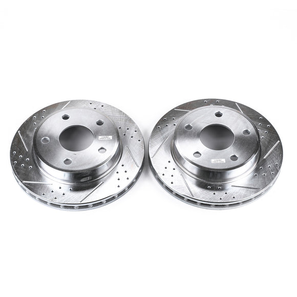 PowerStop Evolution Drilled Slotted Rotors Pair Front For Dodge Dakota