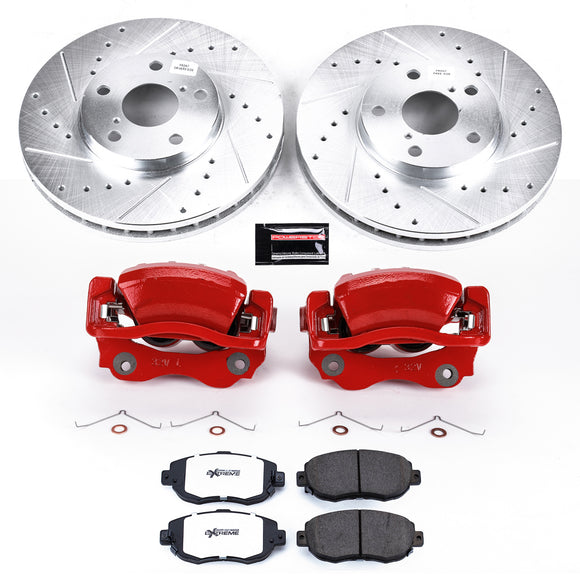 PowerStop Z26 Street Performance Ceramic Brake Pad, Drilled Slotted Rotor, and C