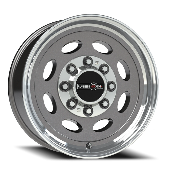 19.5x7.5 Vision 81 Heavy Hauler Gun Metal Machined Lip 8x170 ET0 CB125.2