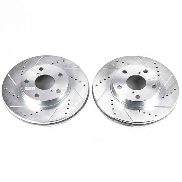 PowerStop Evolution Drilled Slotted Rotors Pair Front For Toyota RAV4