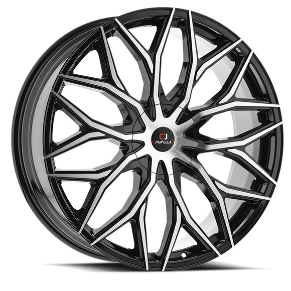 26x9.5 Cavallo CLV-37 Gloss Black & Machined 6x135/139.7 ET25 wheel/rim