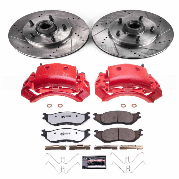 PowerStop Z36 Truck and SUV Ceramic Brake Pad, Drilled & Slotted Rotor, and Cali