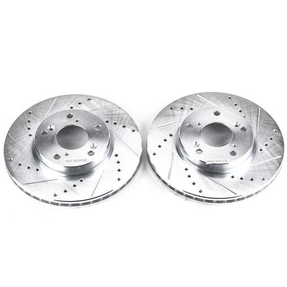 PowerStop Evolution Drilled Slotted Rotors Pair Front For Honda Accord