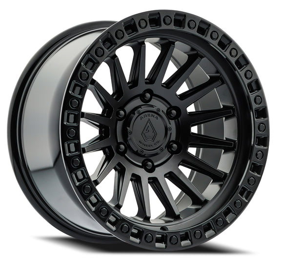 20x9 Arena Wheel Mesa Satin Black Center Glossy Black Lip 6x139.7 ET0 CB106.1