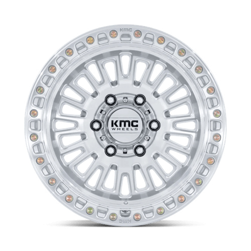 17x8.5 KMC KM554 Aztec Gloss Silver With Machined Face 6x120 ET0 CB66.9 Wheel