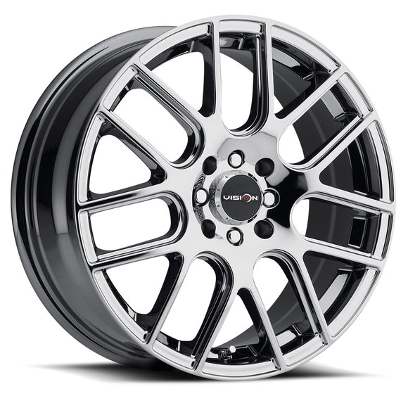 17x7.5 Vision 426H Cross Chrome 5x108 5x114.3 5x4.25 5x4.5 ET38 Wheel Rim