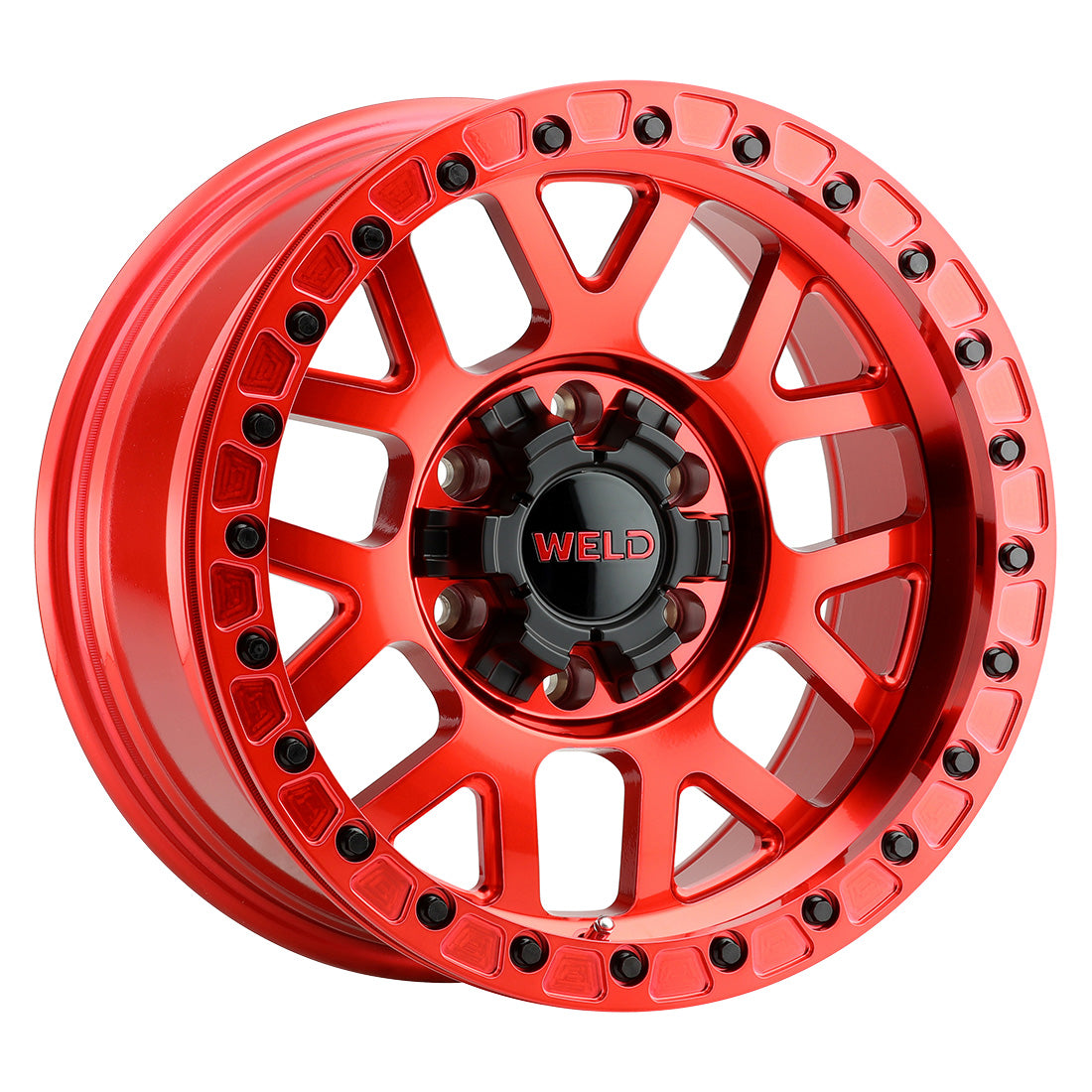 17x9 WELD Off-Road Cinch Beadlock Red 6x135 6x139.7 6x5.5 ET-12 Wheel