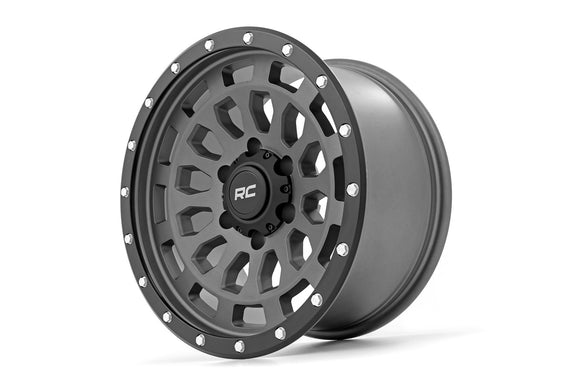 17x8.5 Rough Country 87 Series Gray/Black Wheel 6x5.5 ET0 CB4.173