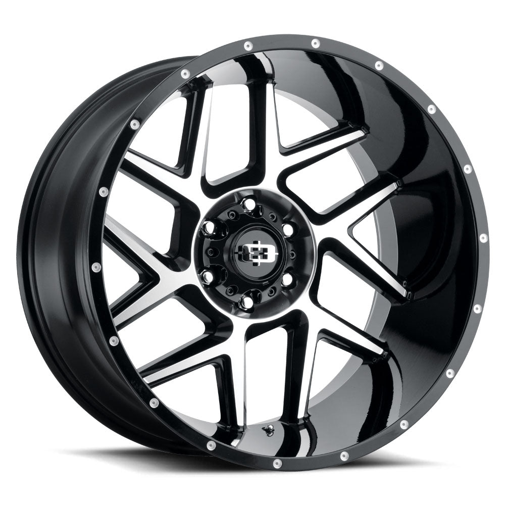 20x10 Vision 360 Sliver Gloss Black Machined Face 8x180 ET-25 Wheel Rim - 0