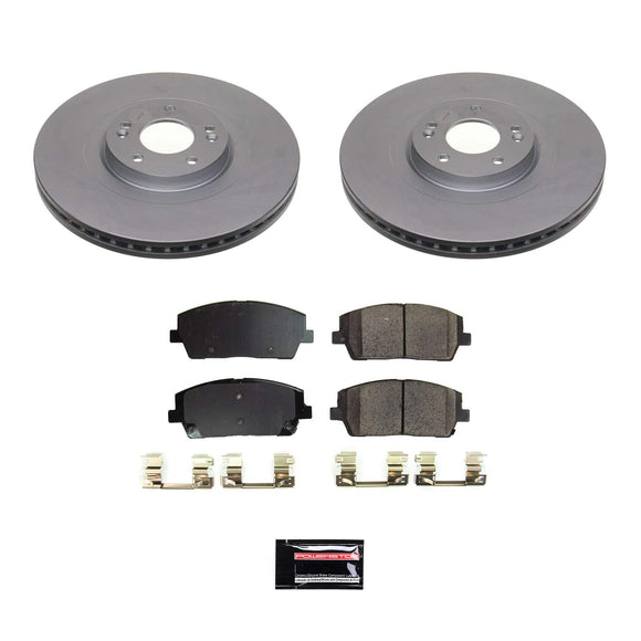 PowerStop Genuine Geomet Coated Rotor and Low-Dust Ceramic Brake Pad Kit