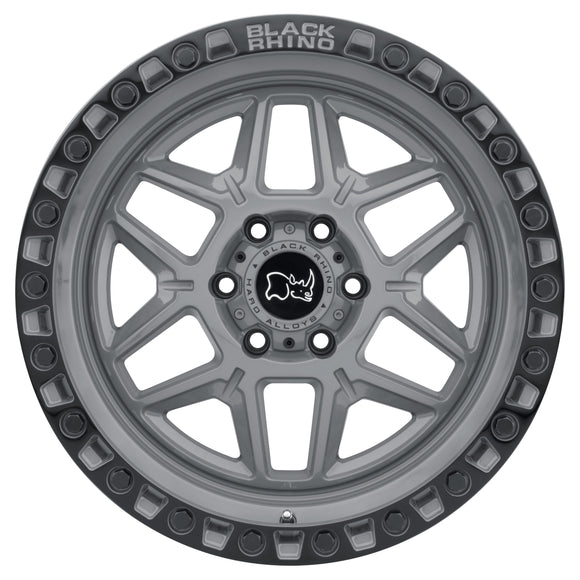 20x9 Black Rhino Kelso Battleship Gray Black Lip Black Bolts 6x139.7 ET12 Wheel
