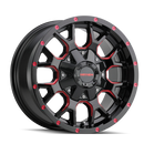 17x9 Mayhem Warrior Black W/Prism Red 5x127/139.7 ET18 wheel/rim