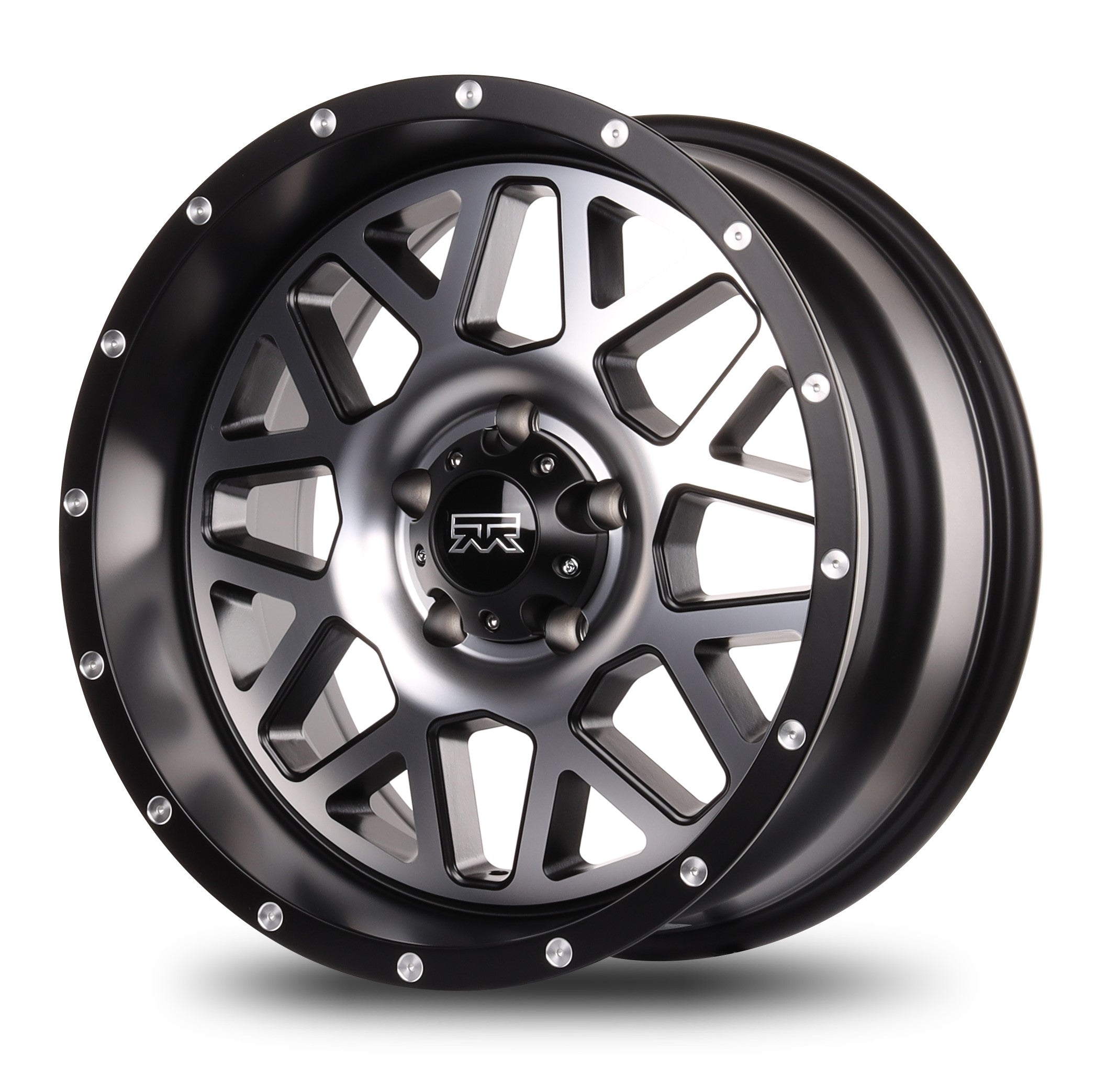 18x9 Mudder Trucker MT859 Mutiny Black Machined 5x127 5x5 ET-12 Wheel Rim