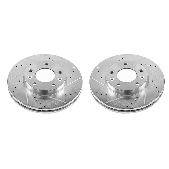 PowerStop Evolution Drilled Slotted Rotors Pair Front For Kia Sedona