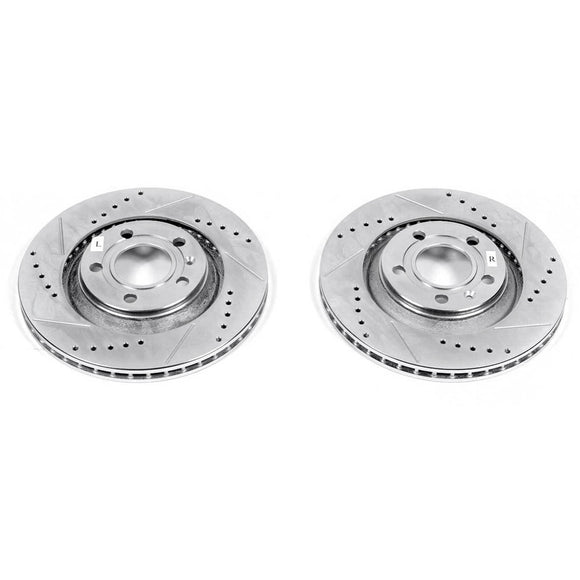 PowerStop Evolution Drilled Slotted Rotors Pair Rear For Audi S4