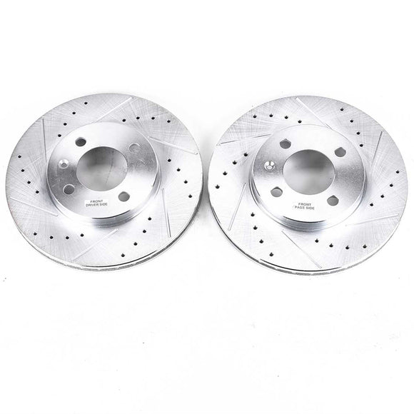 PowerStop Evolution Drilled Slotted Rotors Pair Front For Volkswagen Jetta