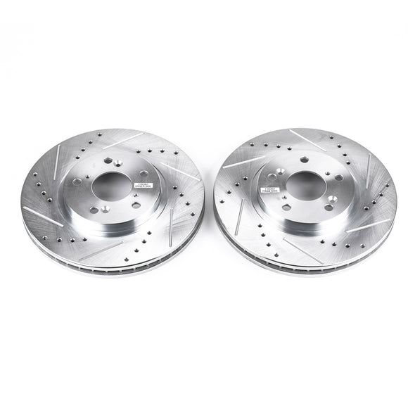 PowerStop Evolution Drilled Slotted Rotors Pair Front For Acura TL