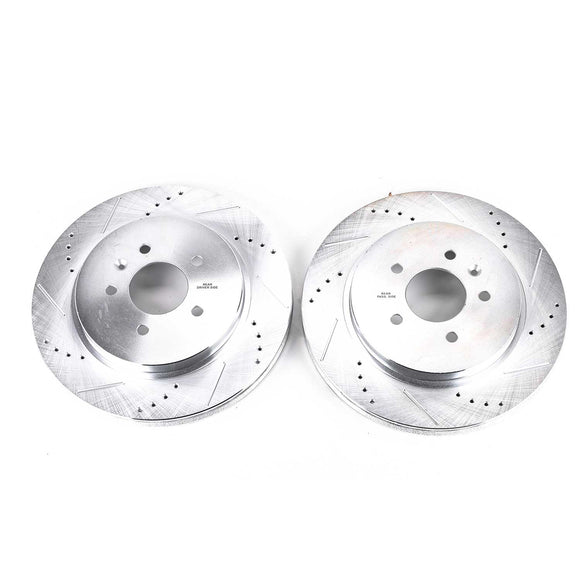 PowerStop Evolution Drilled Slotted Rotors Pair Rear For Cadillac STS