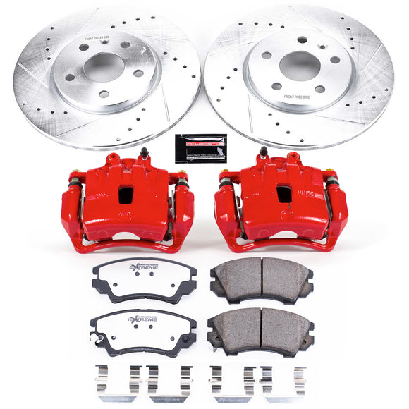 PowerStop Z26 Street Performance Ceramic Brake Pad, Drilled Slotted Rotor, and C