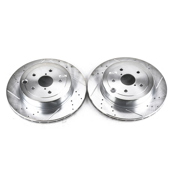 PowerStop Evolution Drilled Slotted Rotors Pair Rear For Subaru Impreza