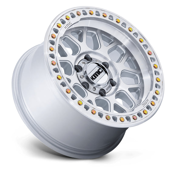 17X9 KMC KM549 GRS Gloss Silver W/ Machined Face 6x139.7 ET0 Wheel Rim