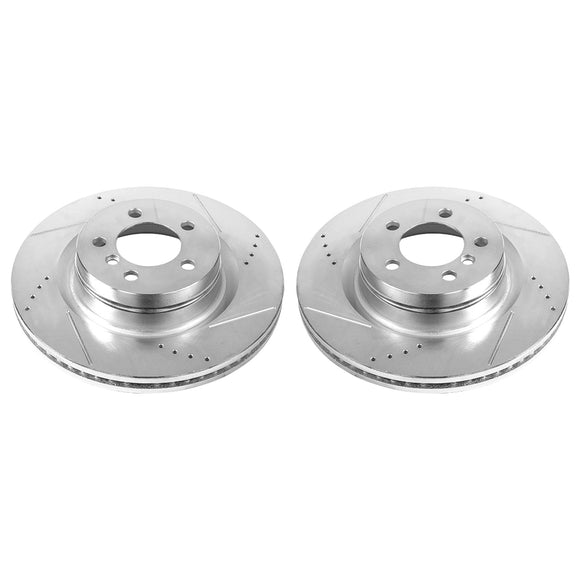 PowerStop Evolution Drilled Slotted Rotors Pair Front For LRover Range Rover