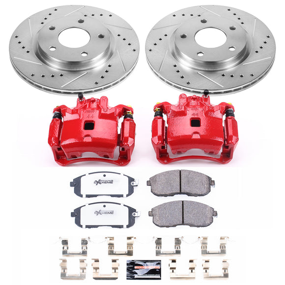 PowerStop Z26 Street Performance Ceramic Brake Pad, Drilled Slotted Rotor, and C