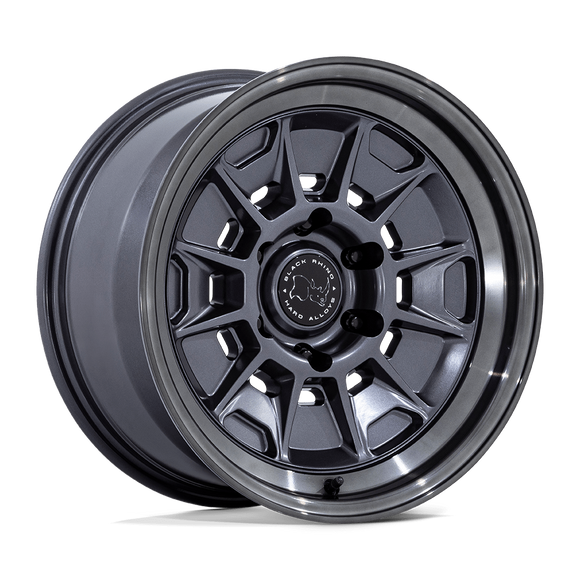 17x8.5 Black Rhino BR021 Mondo Matte Gunmetal Gloss Gray Lip 6x139.7 ET-10 Wheel