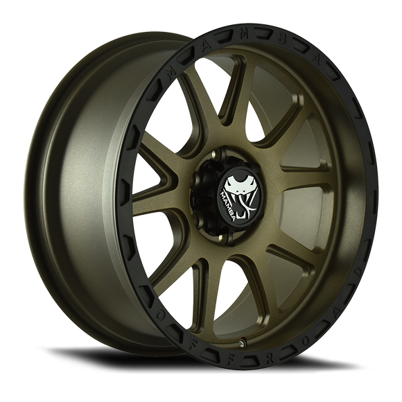 17x9 Mamba M27 Stippled Bronze/Black Lip 6x139.7 6x5.5 ET-12 Wheel Rim