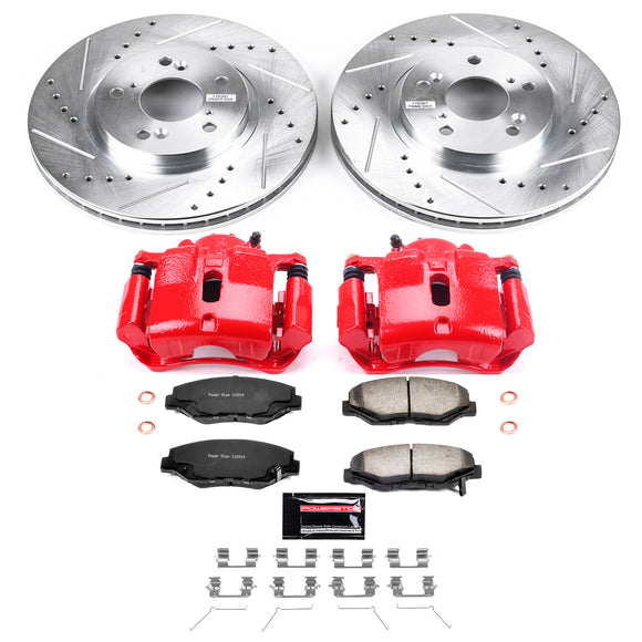 PowerStop Z36 Truck and SUV Ceramic Brake Pad, Drilled & Slotted Rotor, and Cali