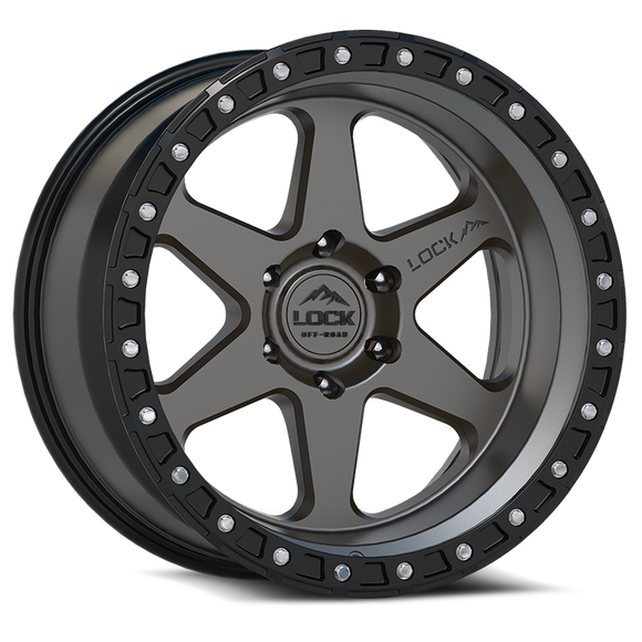 17x9 Lock Off-Road Olympus Matte Gray Black Ring 6x139.7 6x5.5 ET-35 Wheel