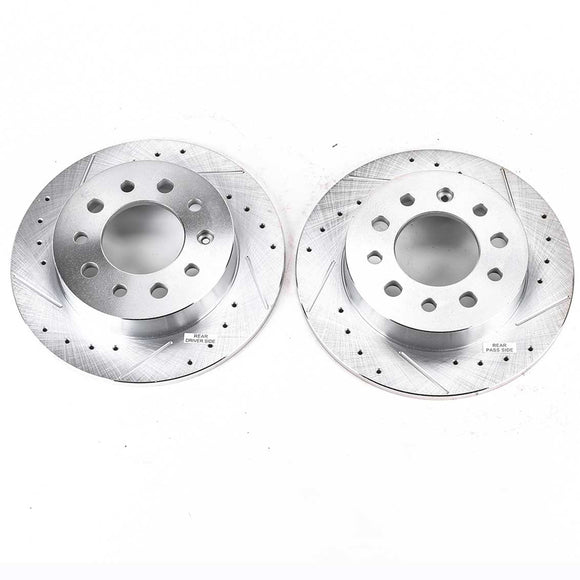 PowerStop Evolution Drilled Slotted Rotors Pair Rear For Hyundai Tiburon