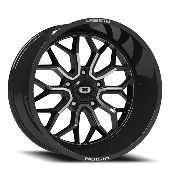 20x9 Vision 402 Riot Gloss Black Machined Face Wheel 5x139.7 ET12 CB108