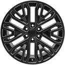 22" Replica Wheel CV37 Fits GMC Sierra Rim 22x9 Black Milled Wheel