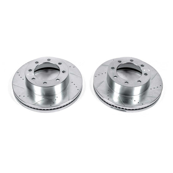 PowerStop Evolution Drilled Slotted Rotors Pair Front For Ford F-450 Super Duty