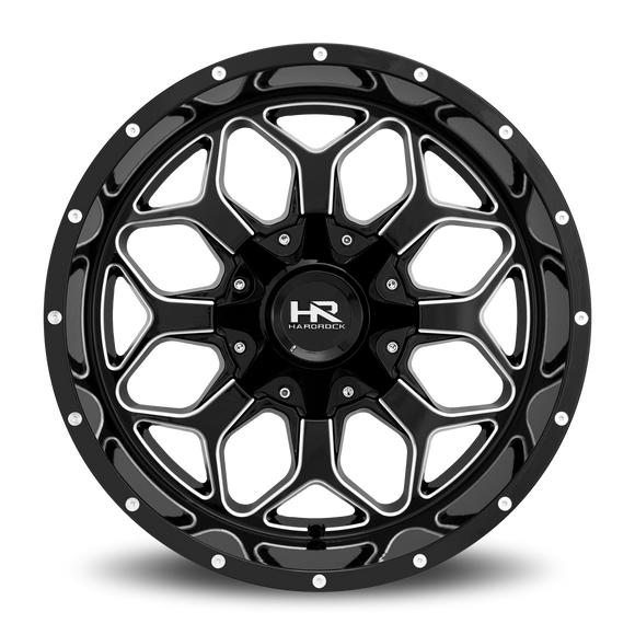 20x10 Hardrock Indestructible Gloss Black Milled 8x170 ET-19 wheel/rim